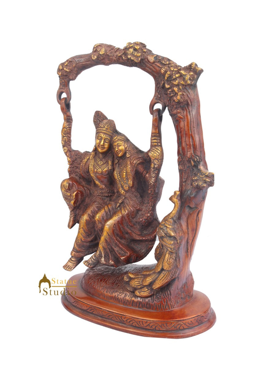 Hinduism Deity God Goddess Radha Krishna On Swing Idol For Sale 11" - Image 3