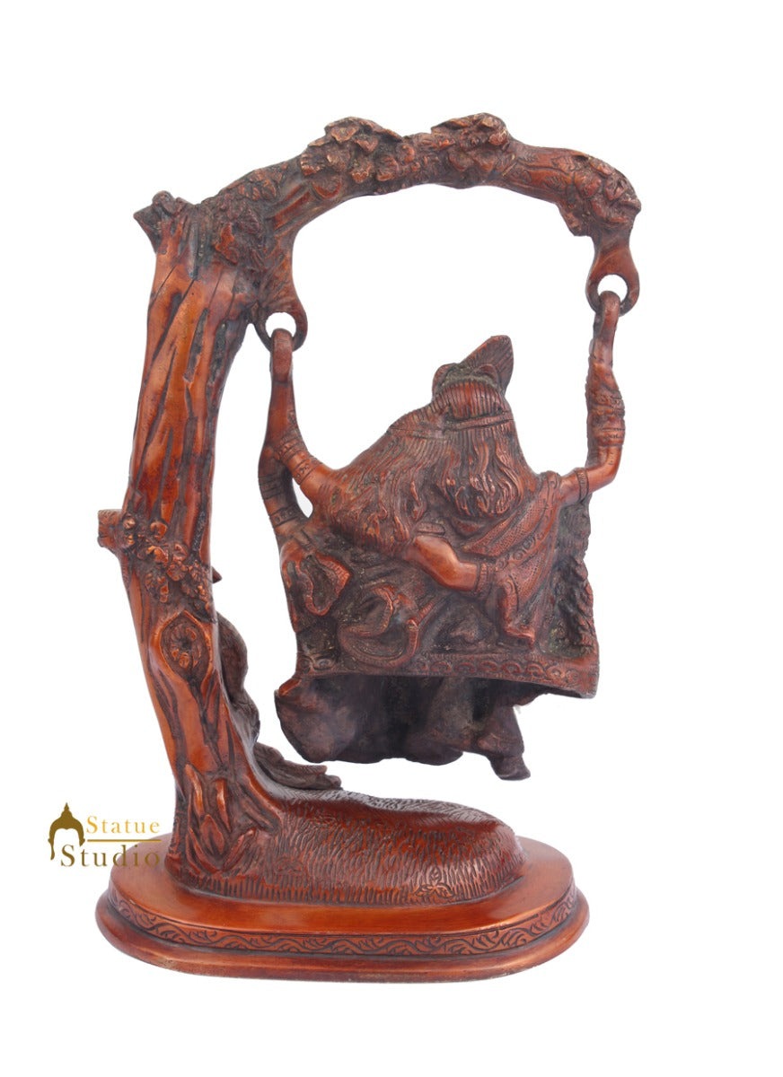 Hinduism Deity God Goddess Radha Krishna On Swing Idol For Sale 11" - Image 4