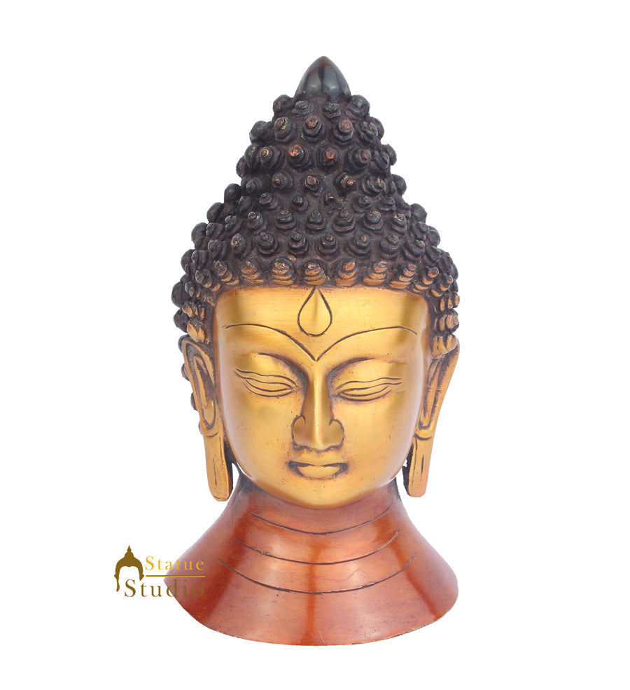 Brass Buddha Head Room Table Décor Showpiece Gifting Figurine 8" - Image 2