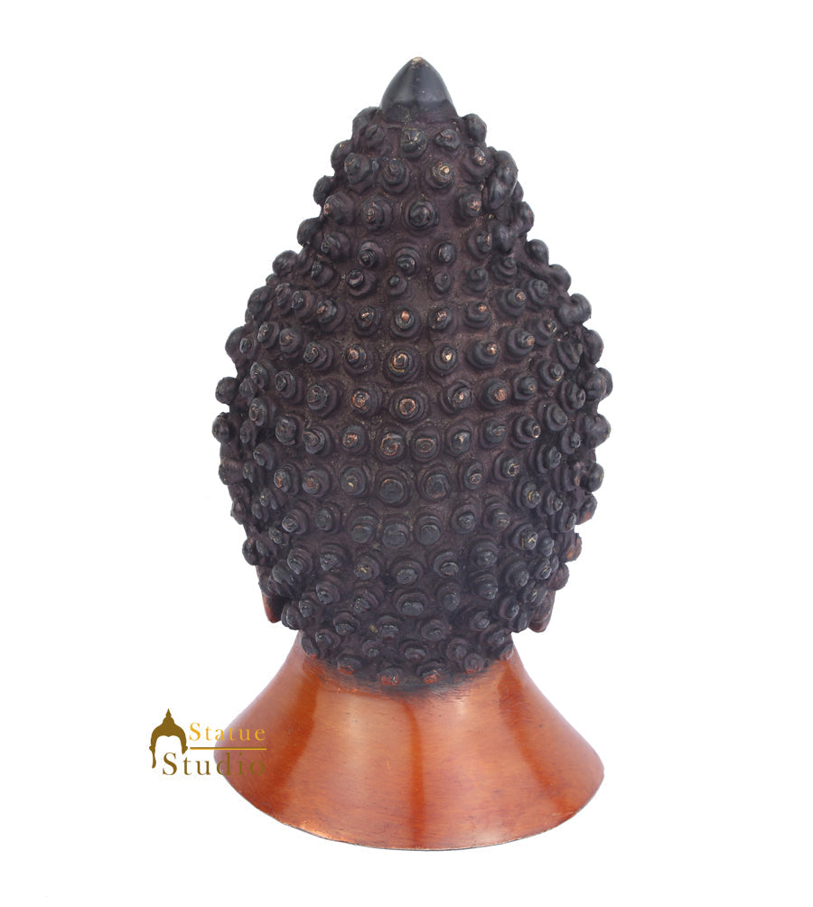 Brass Buddha Head Room Table Décor Showpiece Gifting Figurine 8" - Image 4