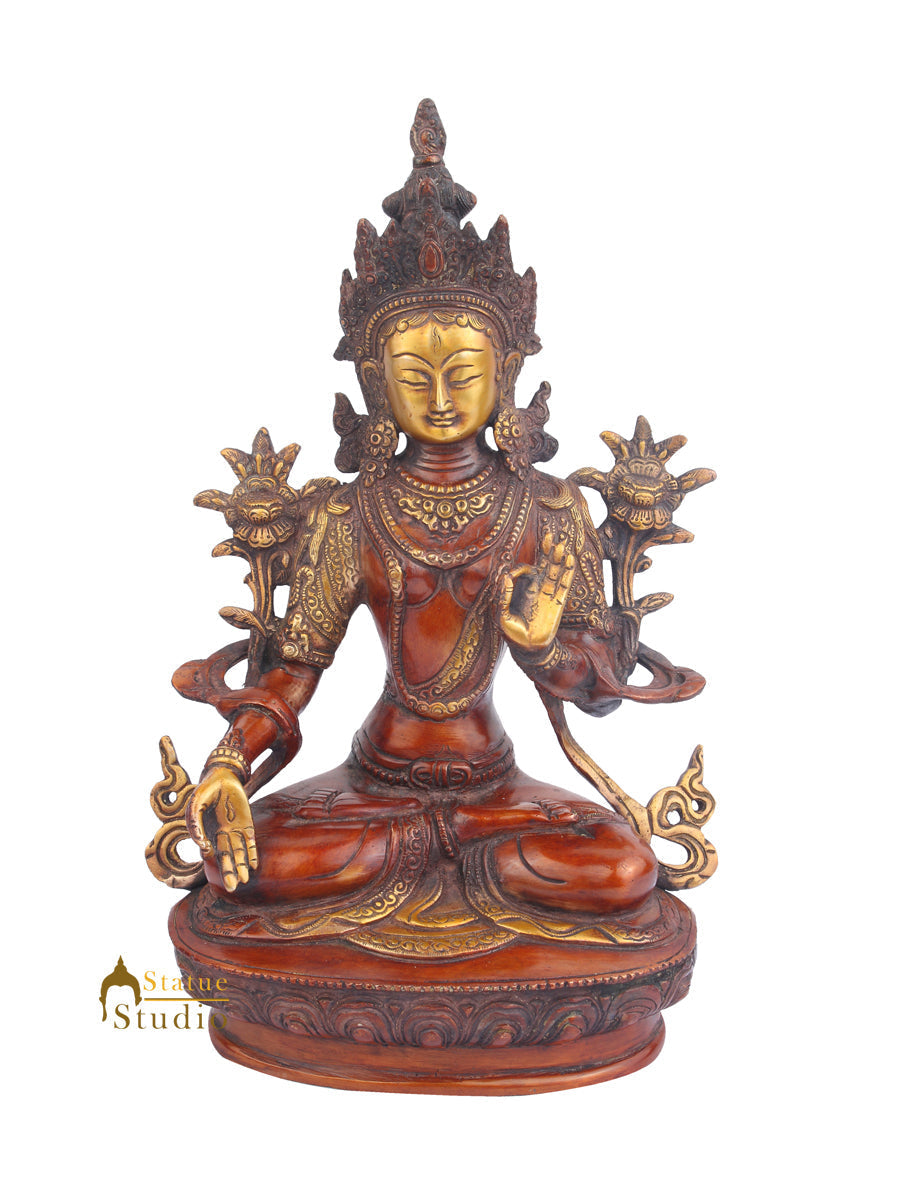 Nepali Buddhist Deity Maa Tara Vastu Fengshui Décor Statue 13"