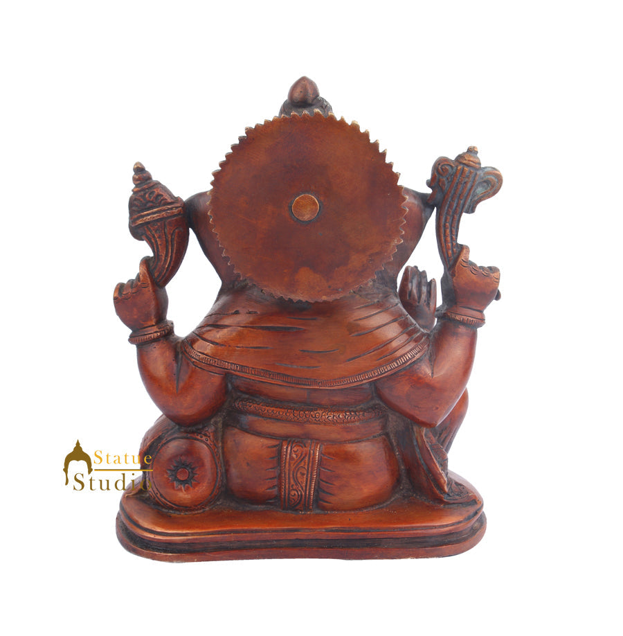 Brass Ganpati Bhagwan Murti Ganesha Statue For Sale 8" - Image 4