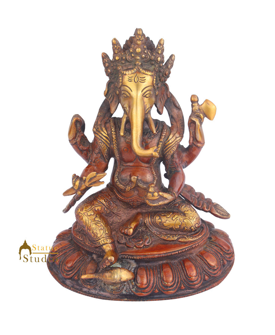 New Design Brass Ganesha Statue Décor For Sale 8" - Image 2