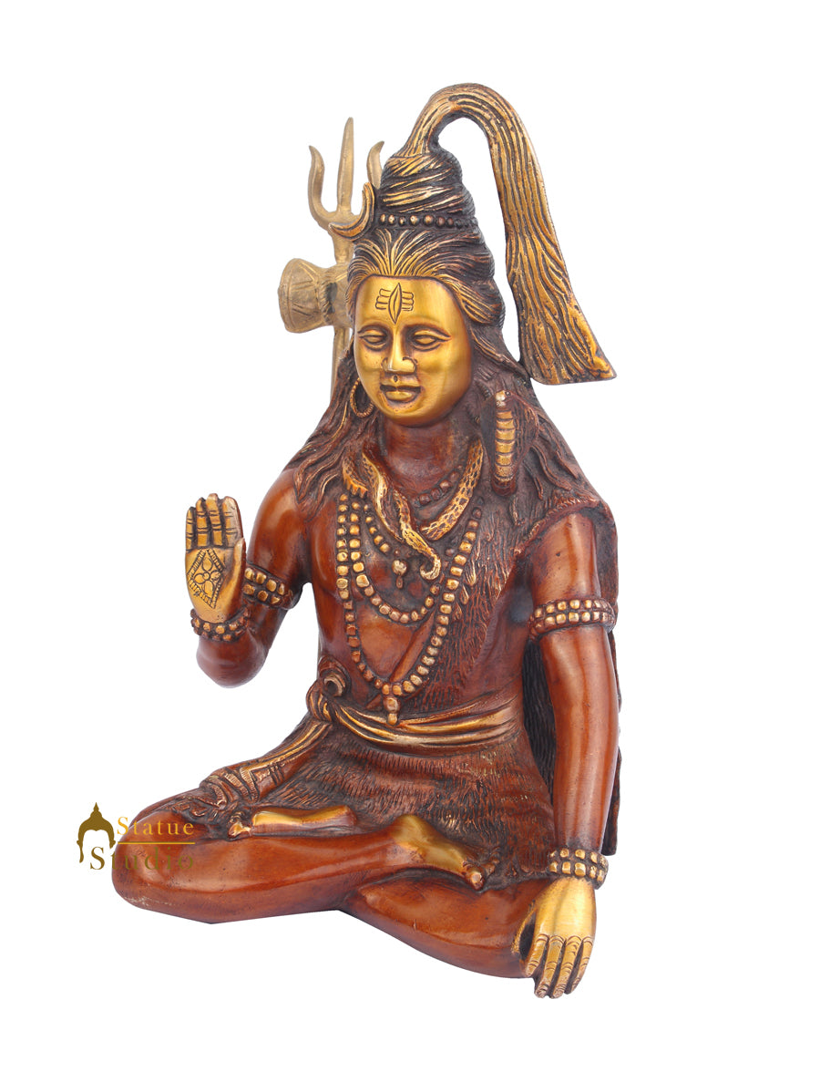 Brass Blessing Lord Shiva Idol Figurine 1 Feet - Image 4