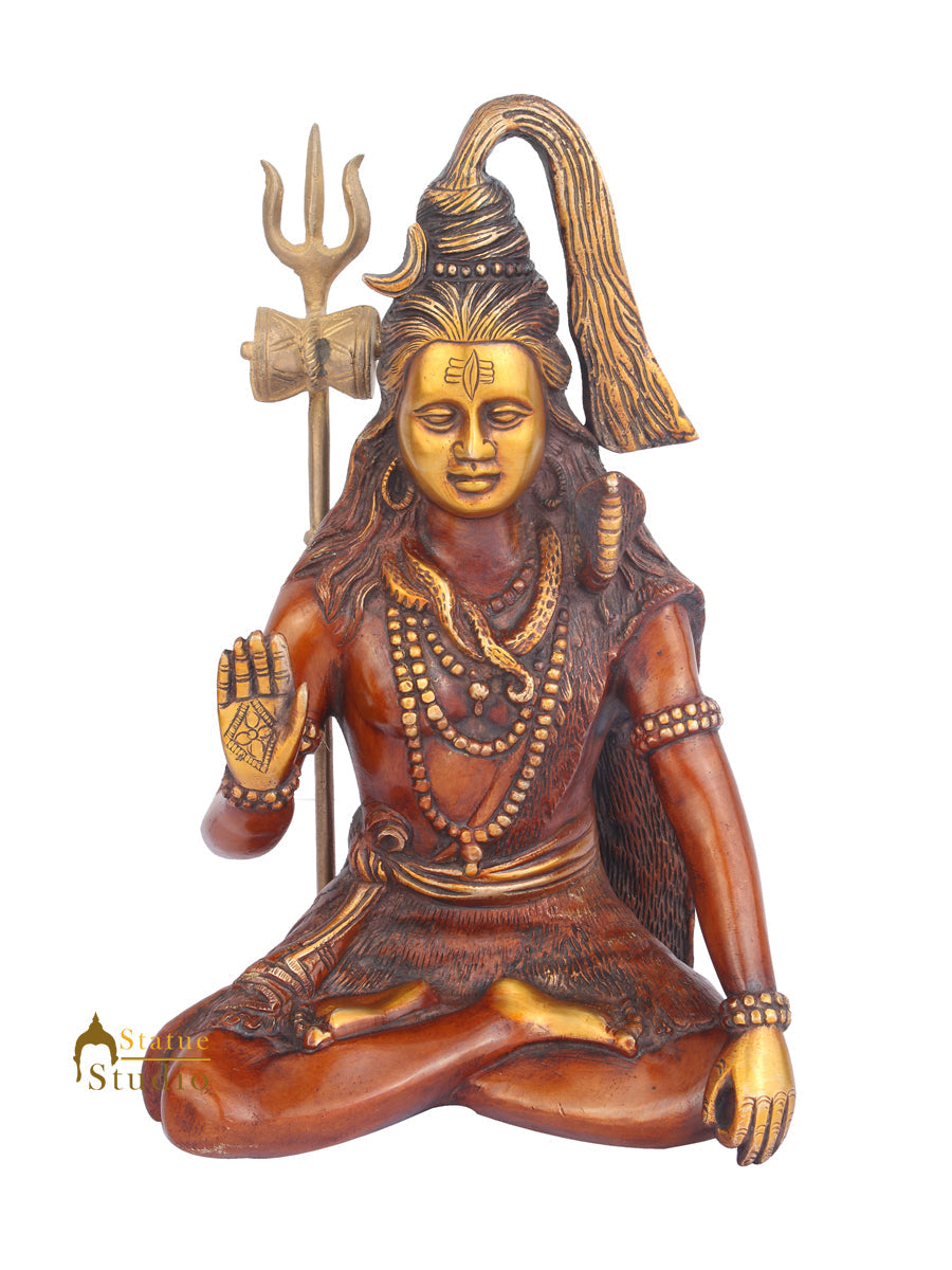 Brass Blessing Lord Shiva Idol Figurine 1 Feet