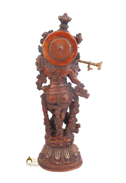 Indian God Standing Brass Krishna Gopal Murti Idol Décor Statue For Sale 21" by vendor-unknown - Hindu Gods (View 4)