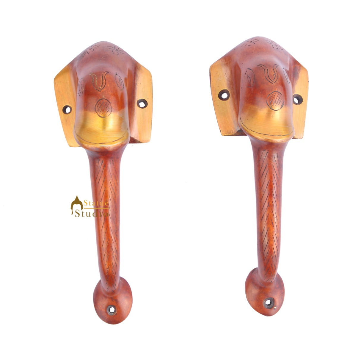 Brass Handicraft Home Decorative Elephant Design Door Handle Red Pair 6" - Image 2