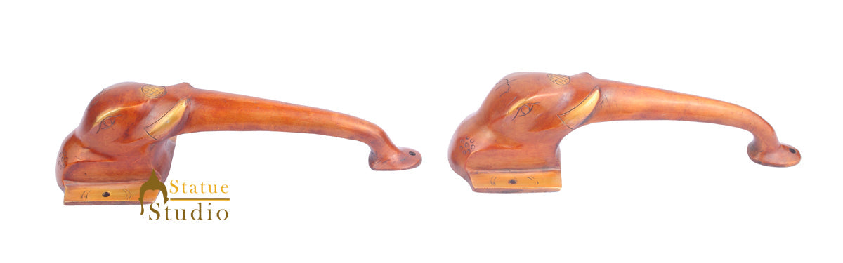 Brass Handicraft Home Decorative Elephant Design Door Handle Red Pair 11" - Image 4