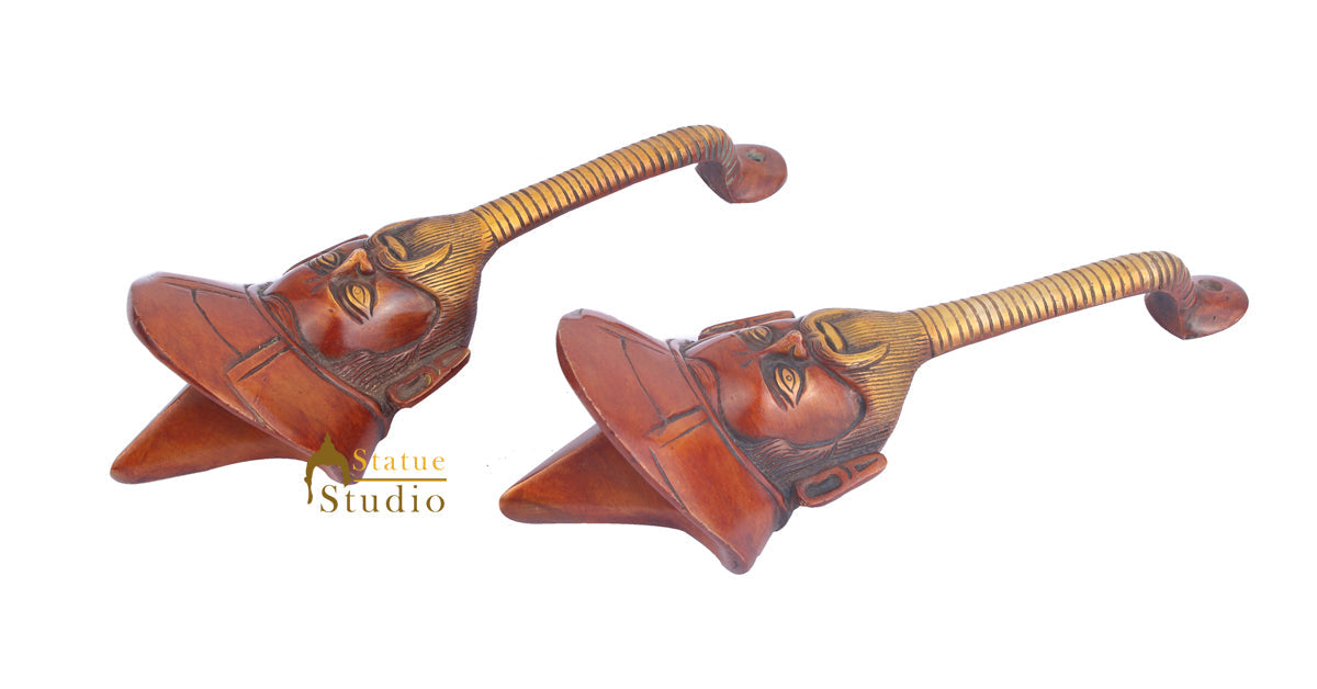 Brass Handicraft Home Decor Gentleman Design Small Door Handle Red Pair 10"