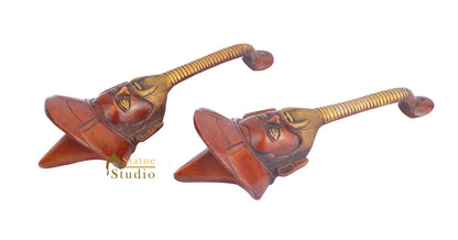 Brass Handicraft Home Decor Gentleman Design Small Door Handle Red Pair 10" by vendor-unknown - Decor (View 3)