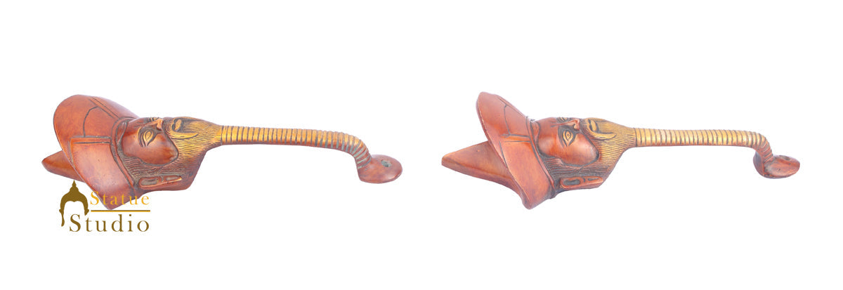 Brass Handicraft Home Decor Gentleman Design Small Door Handle Red Pair 10" - Image 4