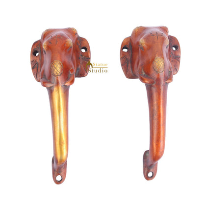 Brass Handicraft Home Decorative Elephant Design Small Door Handle Red Pair 6" by vendor-unknown - Decor (View 2)