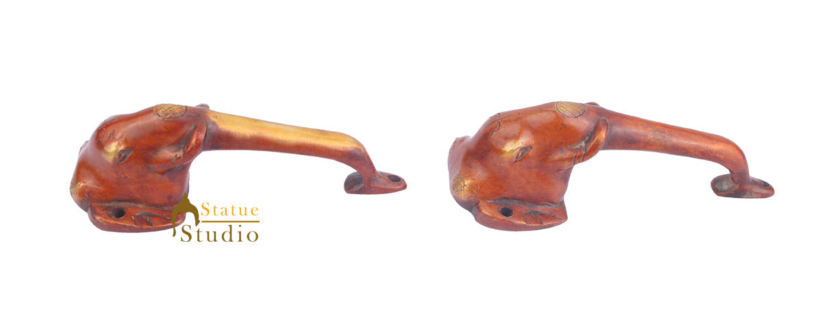 Brass Handicraft Home Decorative Elephant Design Small Door Handle Red Pair 6" - Image 4