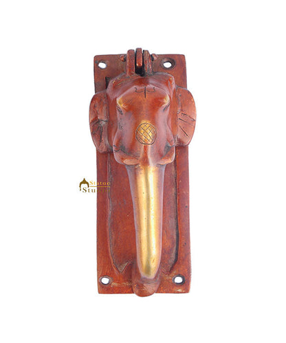 Brass Handicraft Home Decorative Elephant Design Red Door Knocker 6" by vendor-unknown - Decor