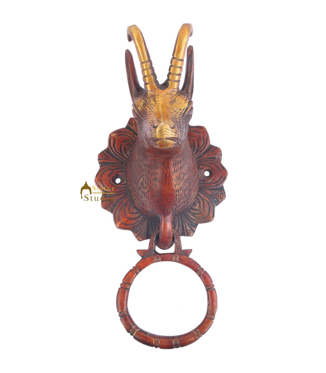 Brass Handicraft Home Decorative Deer Design Red Door Knocker 9" - Image 3