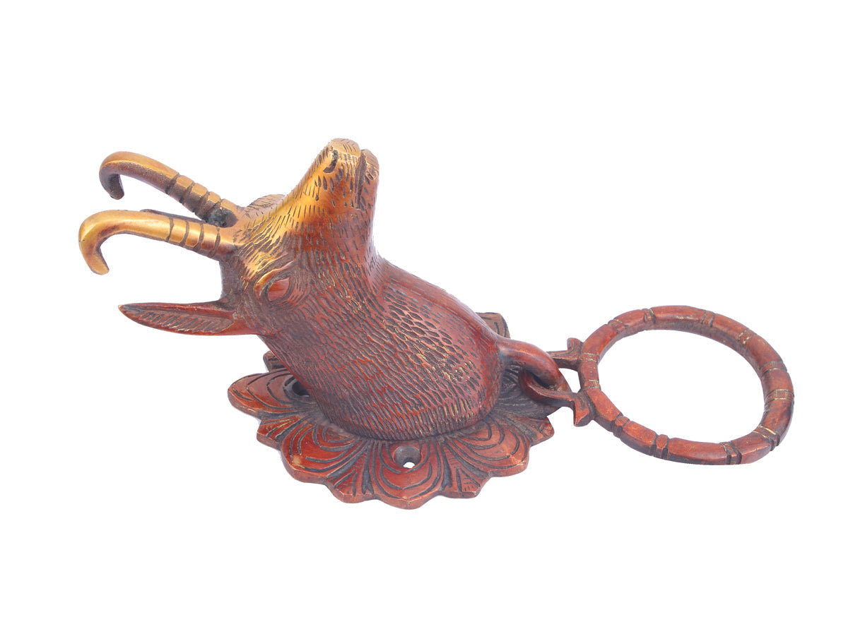 Brass Handicraft Home Decorative Deer Design Red Door Knocker 9"