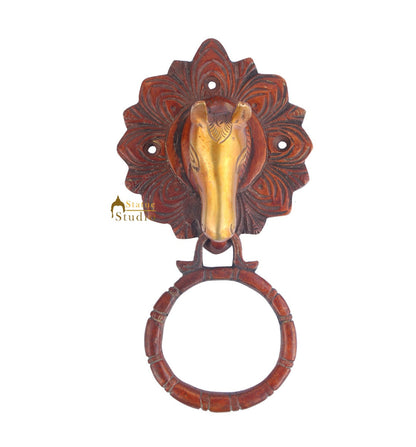 Brass Handicraft Home Decorative Horse Design Red Door Knocker 7" by vendor-unknown - Decor (View 3)