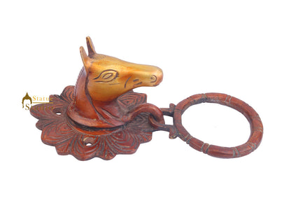 Brass Handicraft Home Decorative Horse Design Red Door Knocker 7" by vendor-unknown - Decor (View 4)