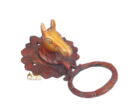 Brass Handicraft Home Decorative Horse Design Red Door Knocker 7" by vendor-unknown - Decor (View 2)