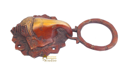 Brass Handicraft Home Decor Elephant Design Red Door Knocker 7" by vendor-unknown - Decor (View 4)