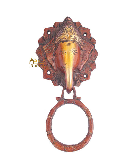 Brass Handicraft Home Decor Elephant Design Red Door Knocker 7"