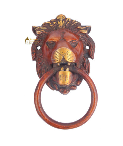 Brass Handicraft Home Decor Lion Design Red Door Knocker 7" by vendor-unknown - Decor (View 2)