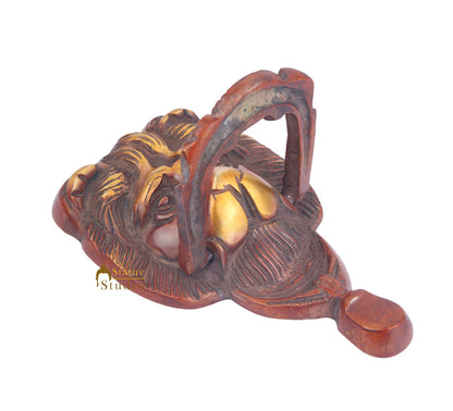 Brass Handicraft Home Decorative Lion Design Red Door Knocker 7" by vendor-unknown - Decor (View 3)