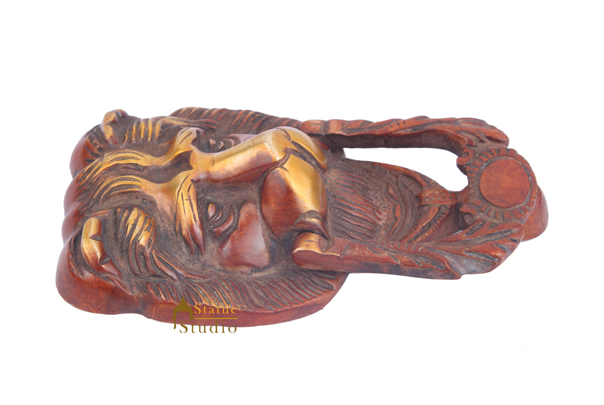 Brass Handicraft Home Decorative Lion Design Red Door Knocker 7" - Image 4