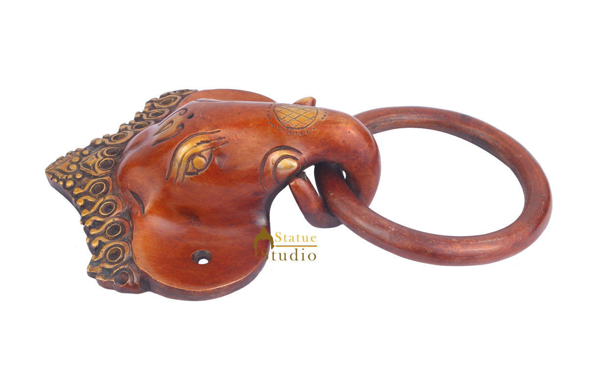 Brass Handicraft Home Decorative Elephant Design Red Door Knocker 8"