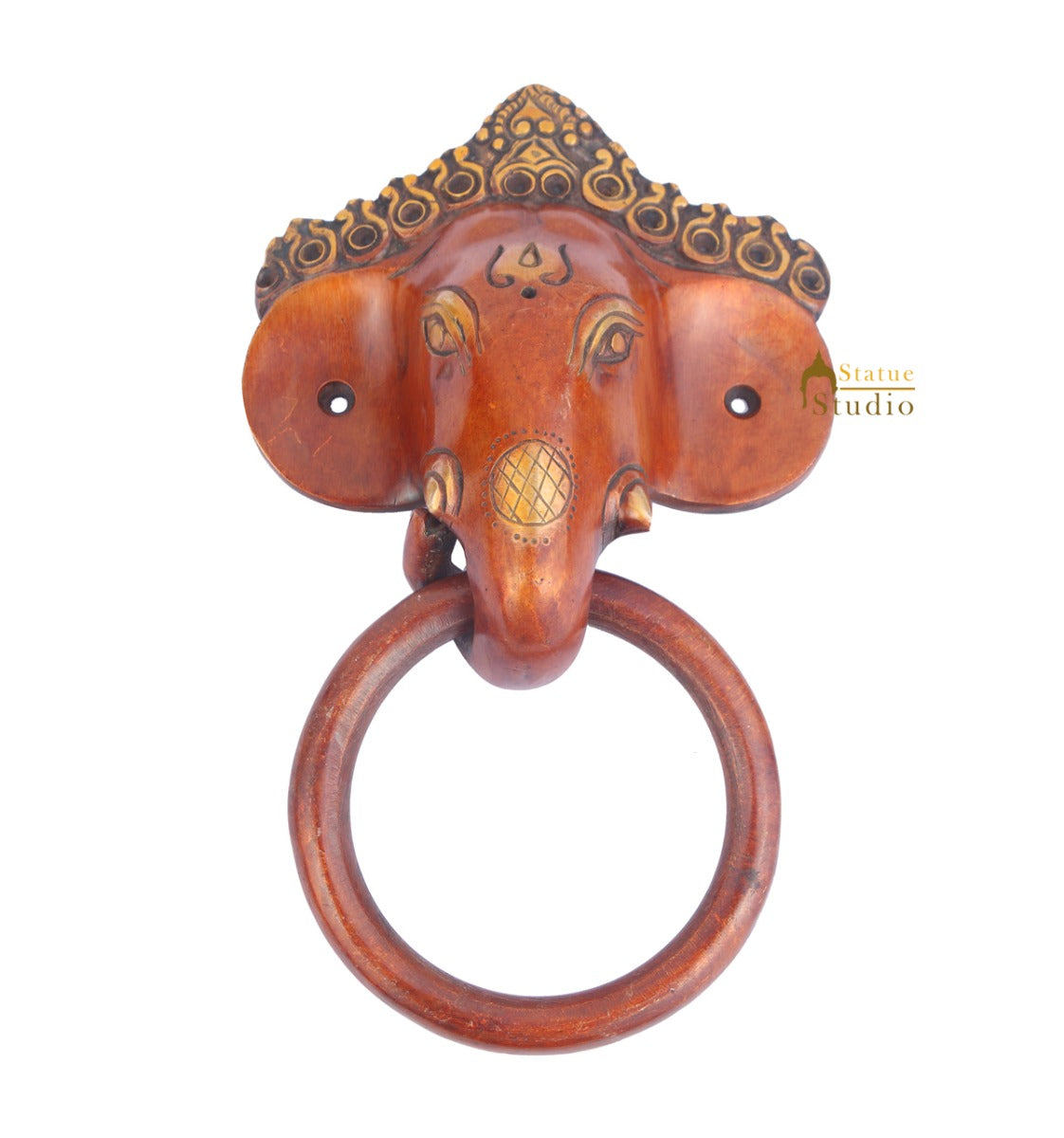 Brass Handicraft Home Decorative Elephant Design Red Door Knocker 8" - Image 2