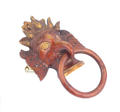 Brass Handicraft Home Decorative Elephant Head Design Red Door Knocker 8" by vendor-unknown - Decor (View 3)