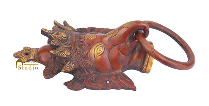 Brass Handicraft Home Decorative Elephant Head Design Red Door Knocker 8" by vendor-unknown - Decor (View 4)