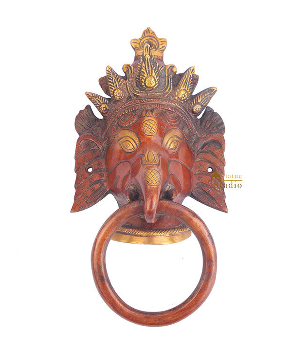 Brass Handicraft Home Decorative Elephant Head Design Red Door Knocker 8" - Eco-friendly - Sama Homes