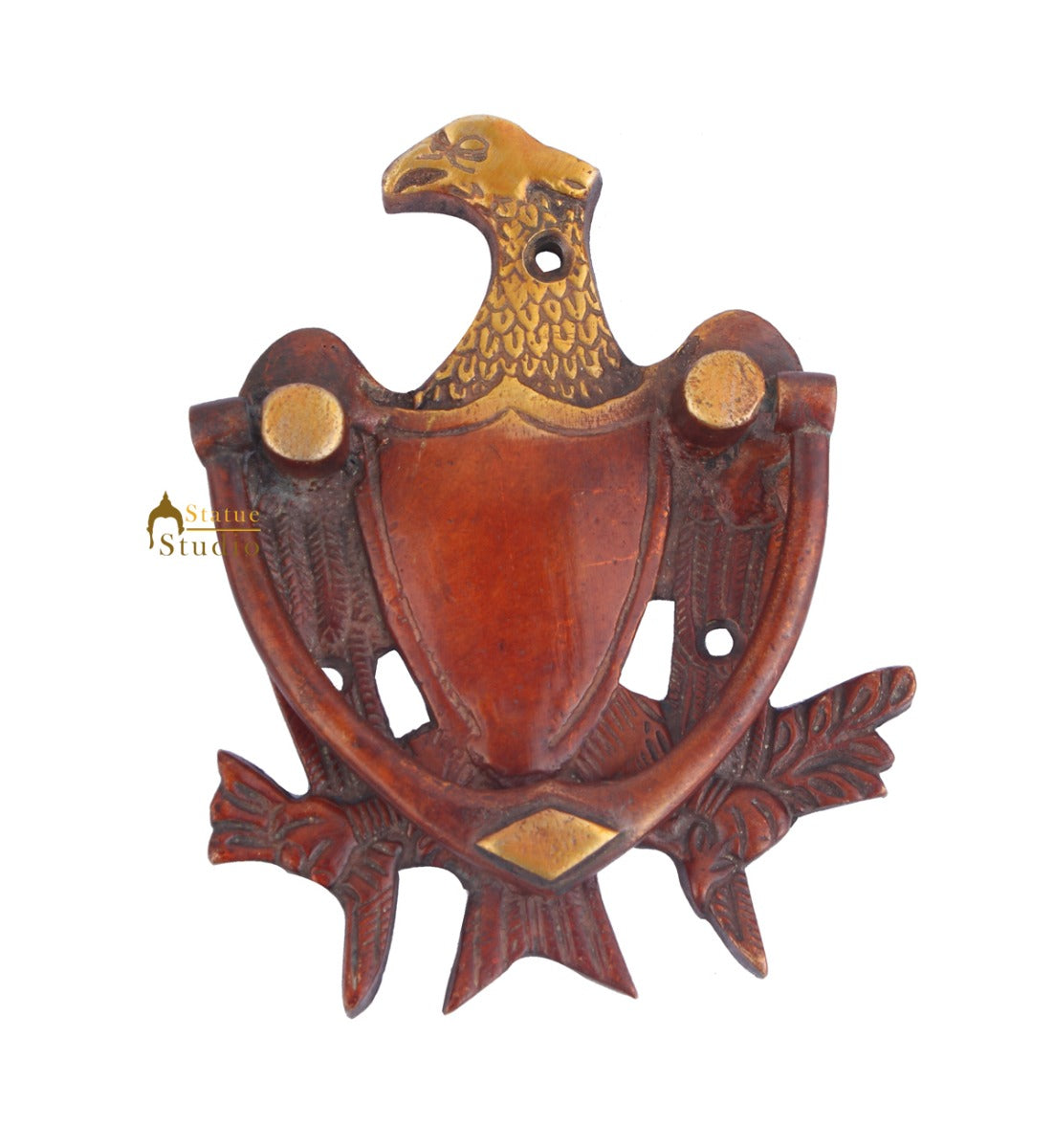 Brass Handicraft Home Decorative Bird Sitting Design Red Door Knocker 8" - Image 2