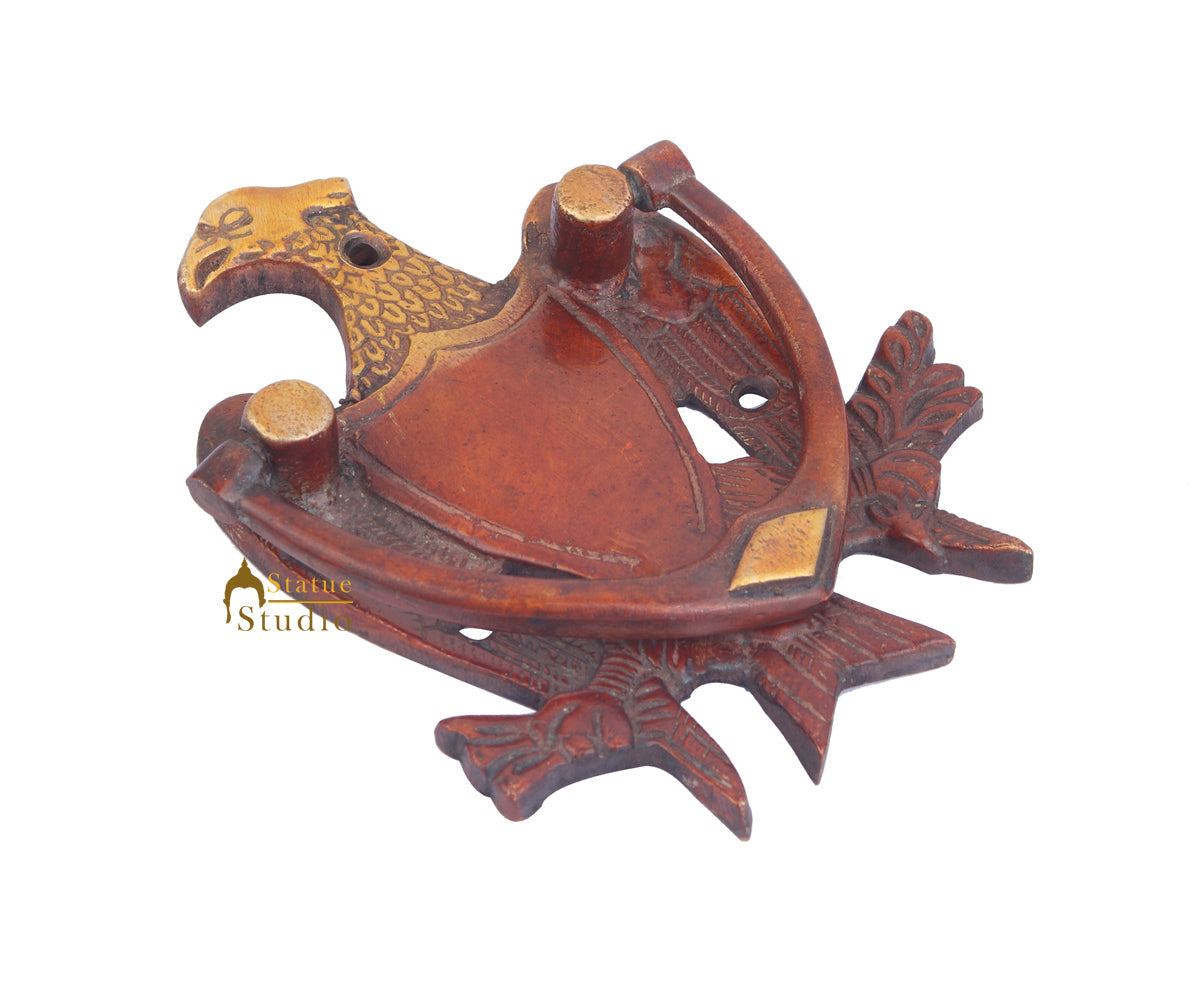 Brass Handicraft Home Decorative Bird Sitting Design Red Door Knocker 8"