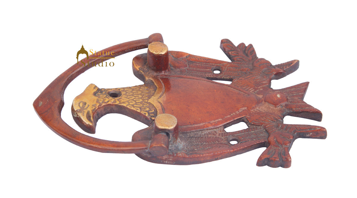 Brass Handicraft Home Decorative Bird Sitting Design Red Door Knocker 8"