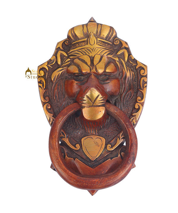 Brass Handicraft Home Decorative Lion Head Design Red Door Knocker 8" - Eco-friendly - Sama Homes