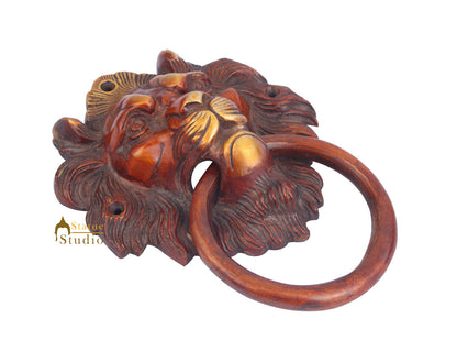 Brass Handicraft Home Decor Lion Head Design Red Door Knocker 8" by vendor-unknown - Decor (View 3)