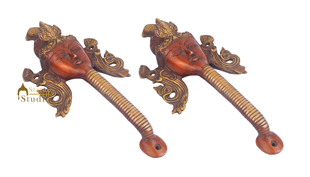 Brass Handicraft Home Decor Lady Head Design Red Door Knocker 8" - Image 3