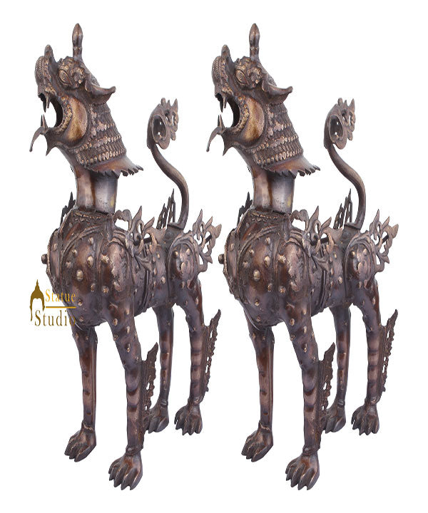Chinese Japanese Lion Pair Fengshui Vastu Home Garden Décor Large Figurine 22" - Eco-friendly - Sama Homes