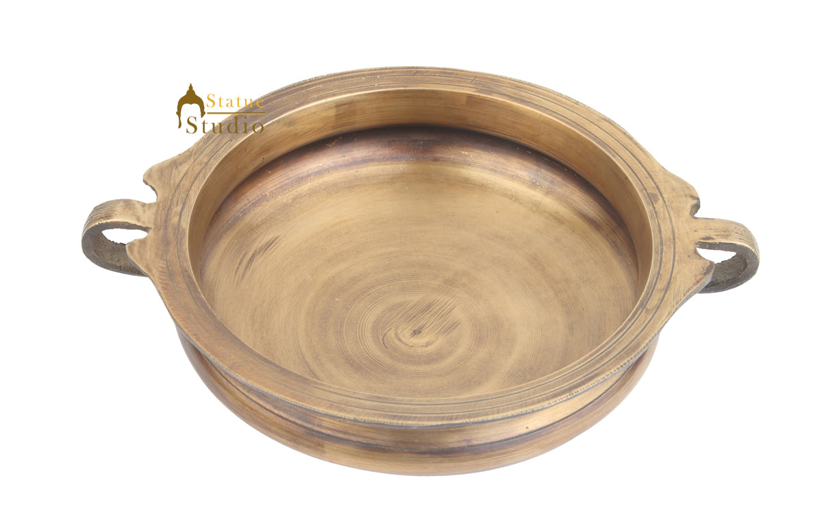 South Indian Style Urli Rice Bowl Vessel Varpu Copper Finish Heavy Brass Sheet 8"