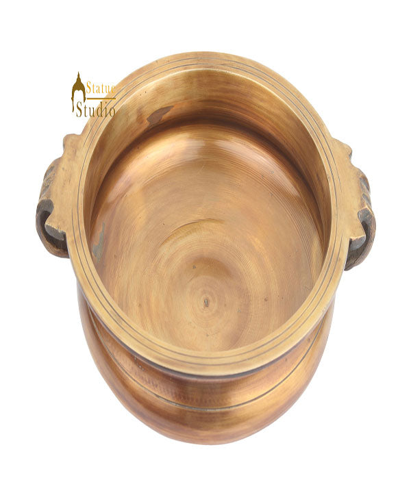 South Indian Style Urli Rice Bowl Vessel Varpu Copper Finish Heavy Brass Sheet 10" - Eco-friendly - Sama Homes