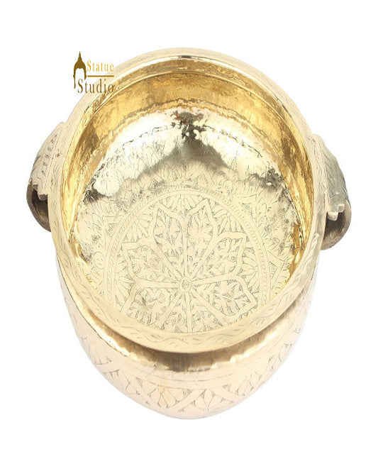 Antique Brass Handicraft Light Sheet Engraved Urli Vintage Vessel Varpu 16"