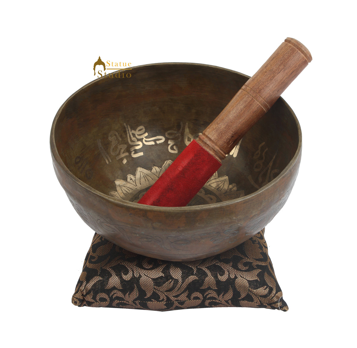 Tibetan Healing Buddha Engraved Hand Hammered Meditation Singing Bowl 8"