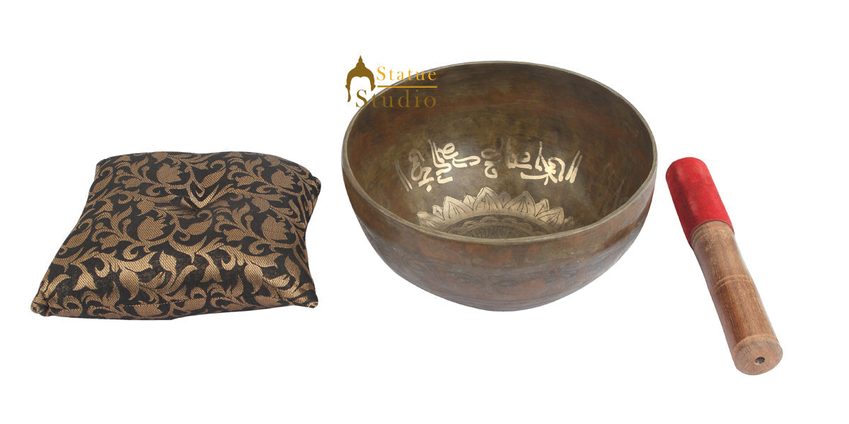 Tibetan Healing Buddha Engraved Hand Hammered Meditation Singing Bowl 8" - Image 4