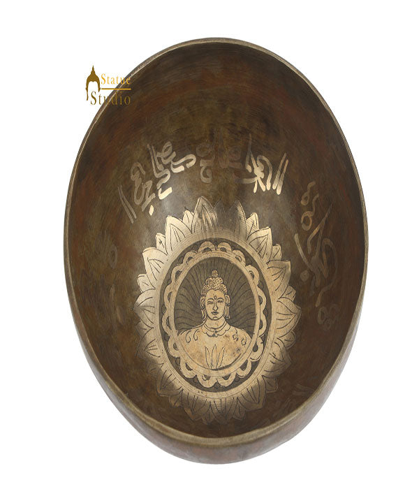 Tibetan Healing Buddha Engraved Hand Hammered Meditation Singing Bowl 8" - Image 2