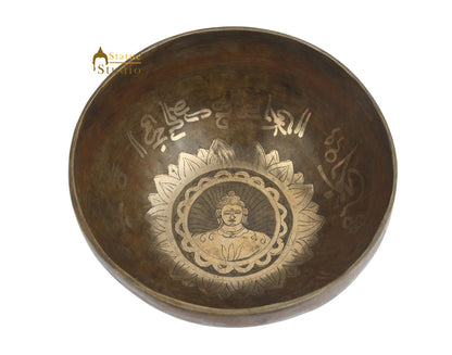 Tibetan Healing Buddha Engraved Hand Hammered Meditation Singing Bowl 8" by vendor-unknown - Singing Bowls