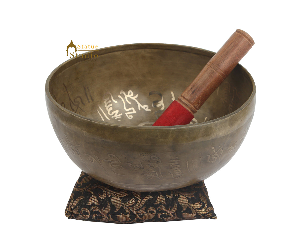 Tibetan Healing Buddha Engraved Hand Hammered Meditation Singing Bowl 9"