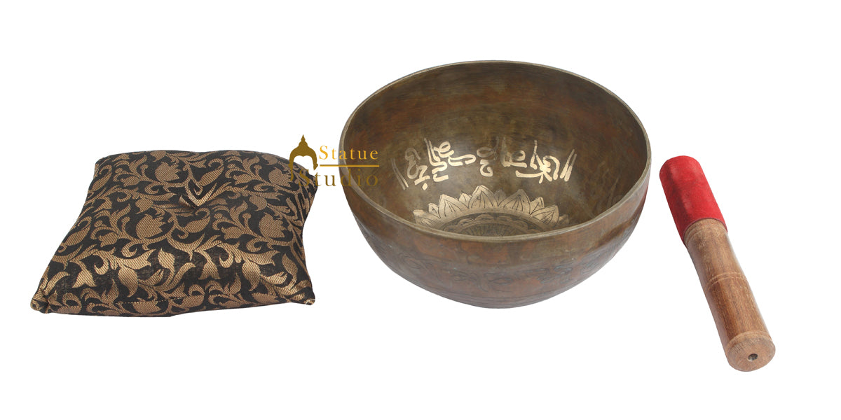 Tibetan Healing Buddha Engraved Hand Hammered Meditation Singing Bowl 9" - Image 4