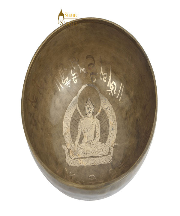 Tibetan Healing Buddha Engraved Hand Hammered Meditation Singing Bowl 9" - Image 2